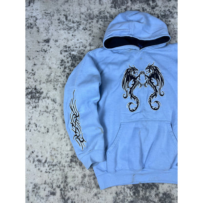 VTG Silver Point Blue Dragon Hoodie - XS