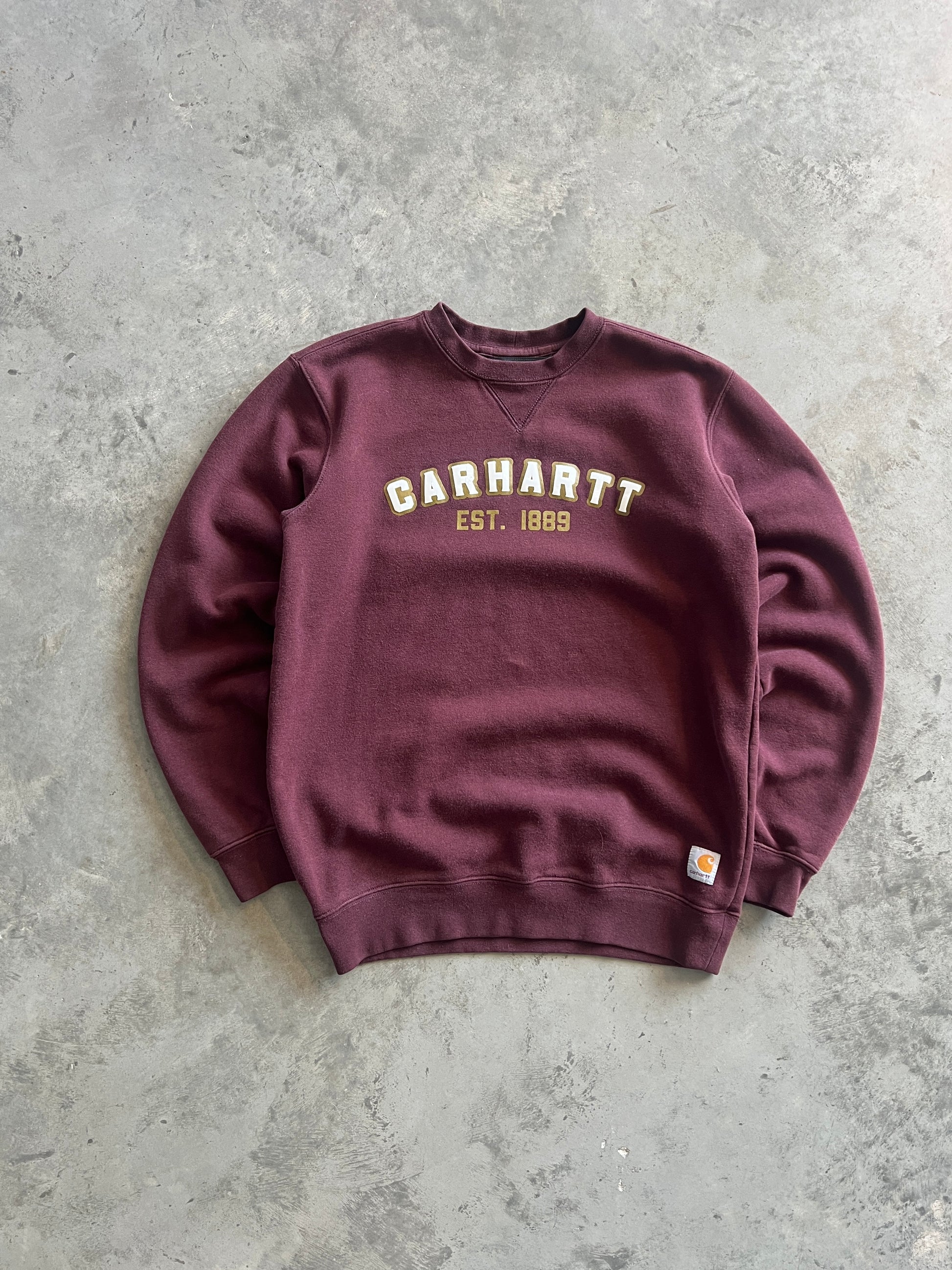 Vintage Maroon Carhartt Spellout Crew - S