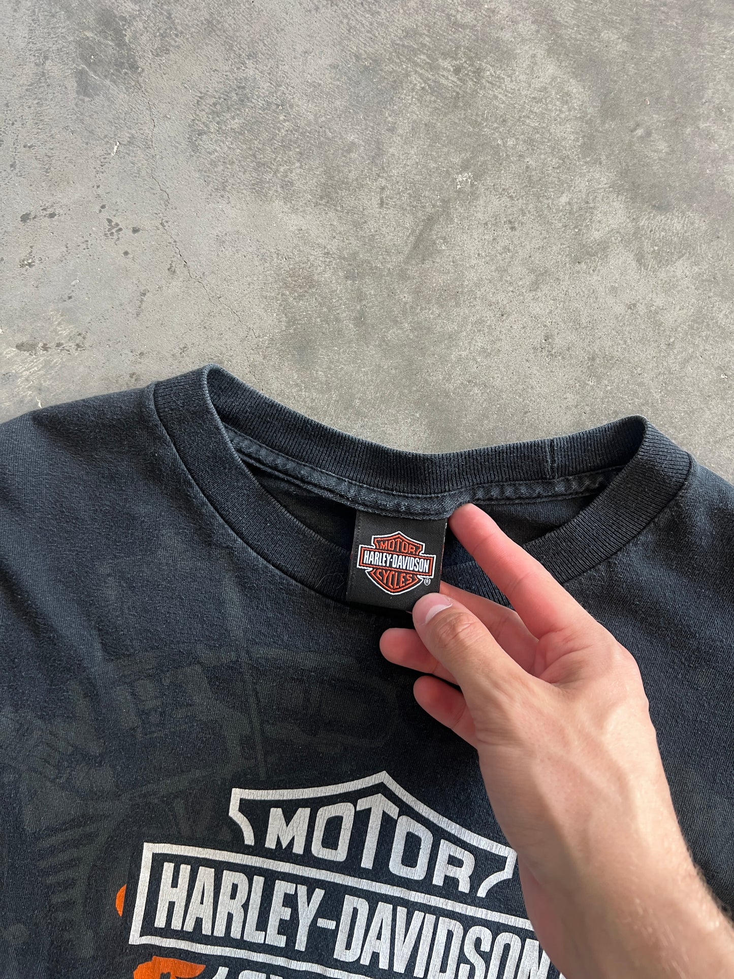 Vintage Black Flaming Harley Davidson Shirt - L