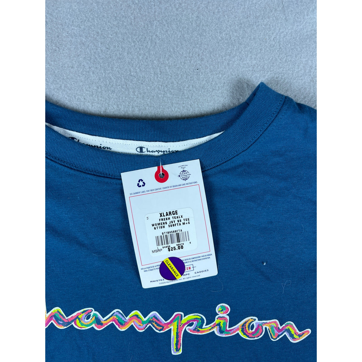 Champion Rainbow Logo T-Shirt Womens - XL