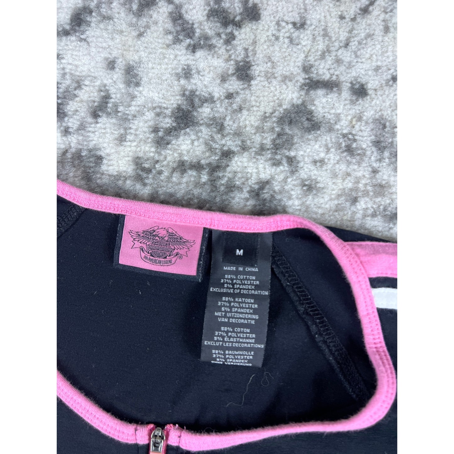 Harley Davidson Pink Quarter Zip T-shirt - M