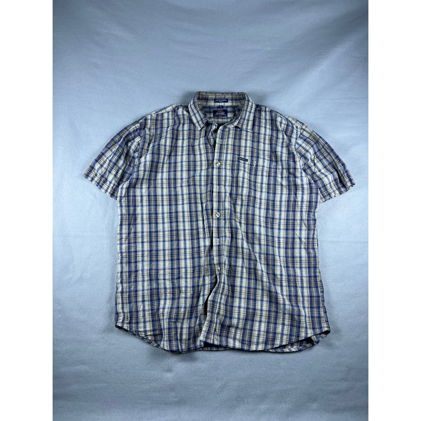 Dickies Plaid Tan Button Down Shirt - XL