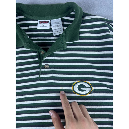 Vintage 90s Green Bay Packers Striped Polo Shirt - L