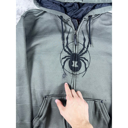 Y2k Spider Full Zip Grey Hoodie - L