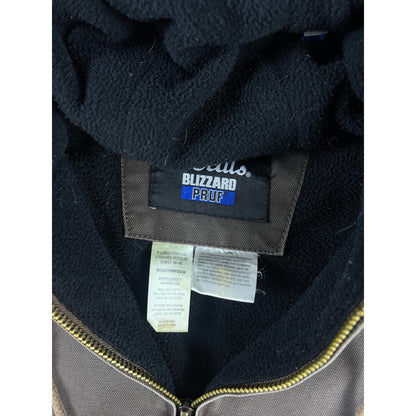 Walls Blizzard Pruf Jacket Mens XL Brown Hooded Canvas Fleece Lined Workwear
