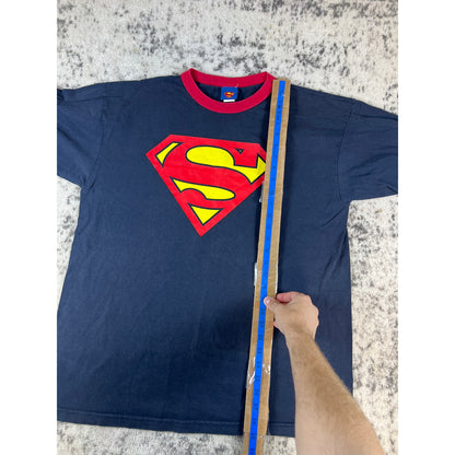 Vintage Superman Ringer Shirt Mens - XL