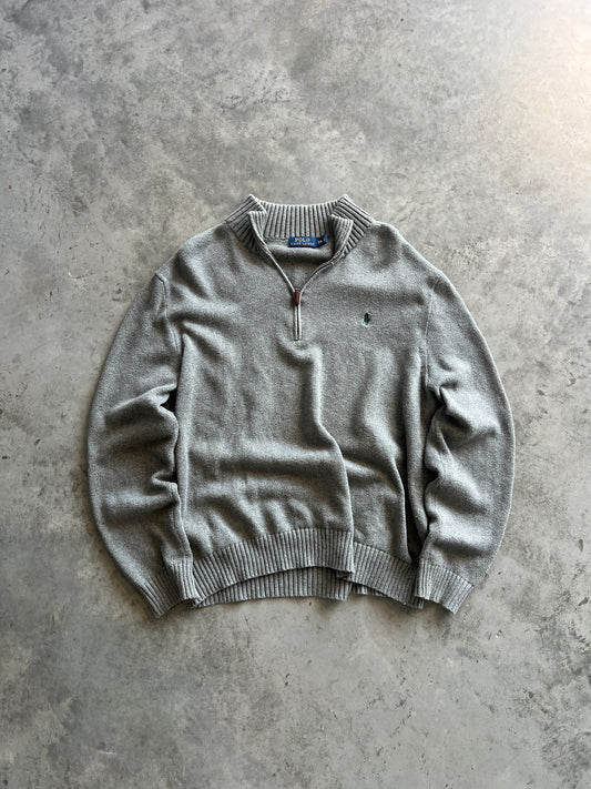 Vintage Grey Polo Quarter Zip - XL