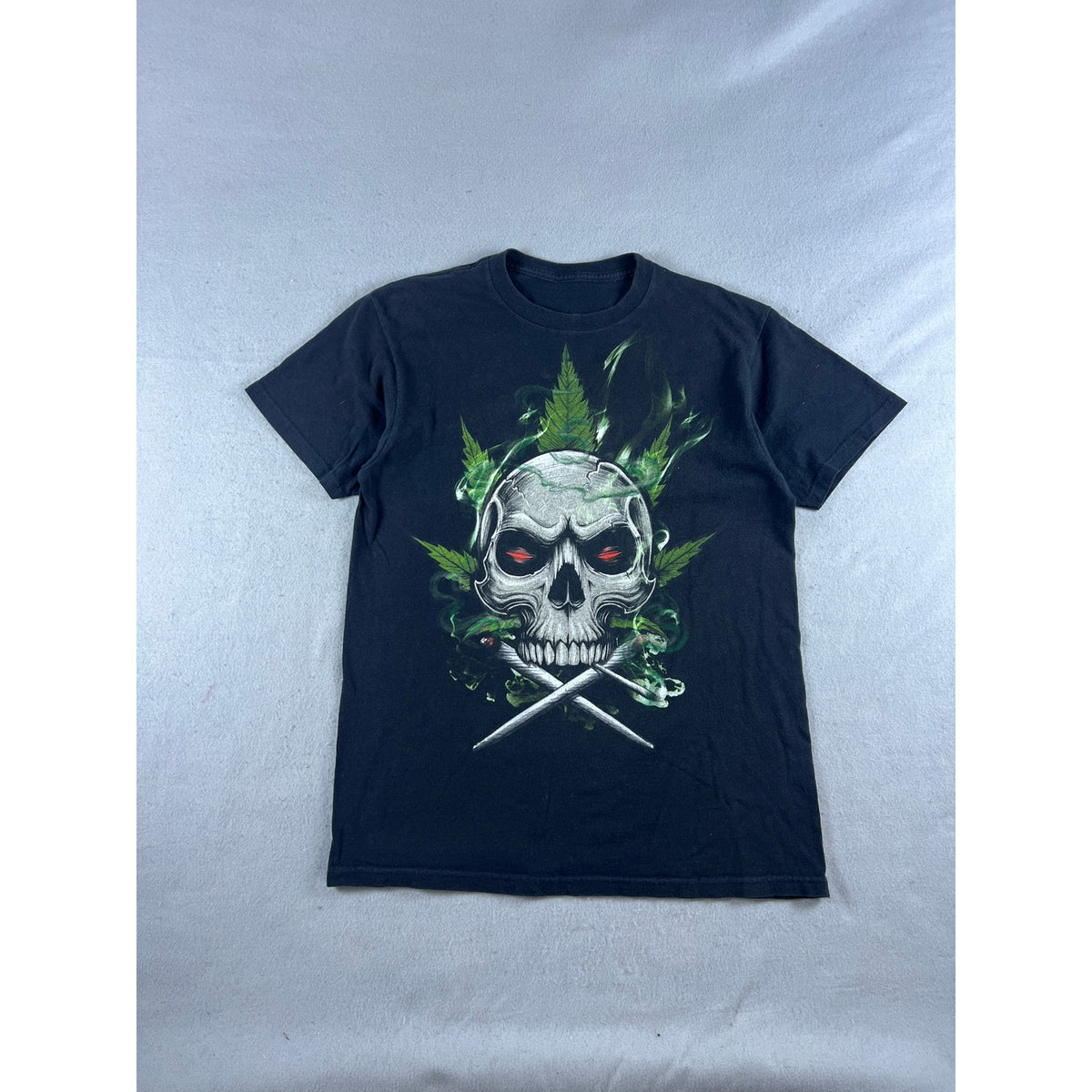 Vintage Weed Skull Joint Smoke T-Shirt - M