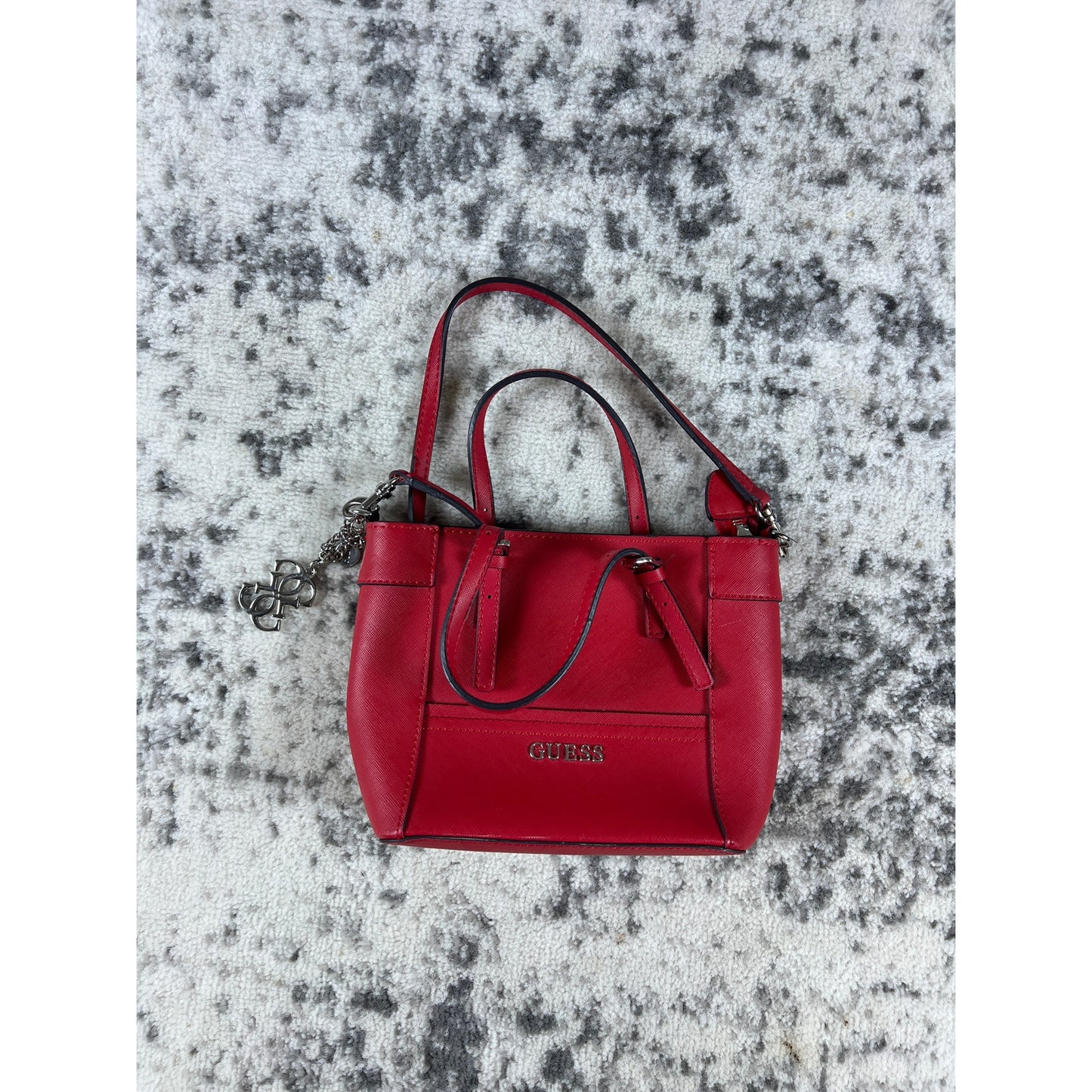 Vintage Red GUESS Tote Bag With Sliver Charms