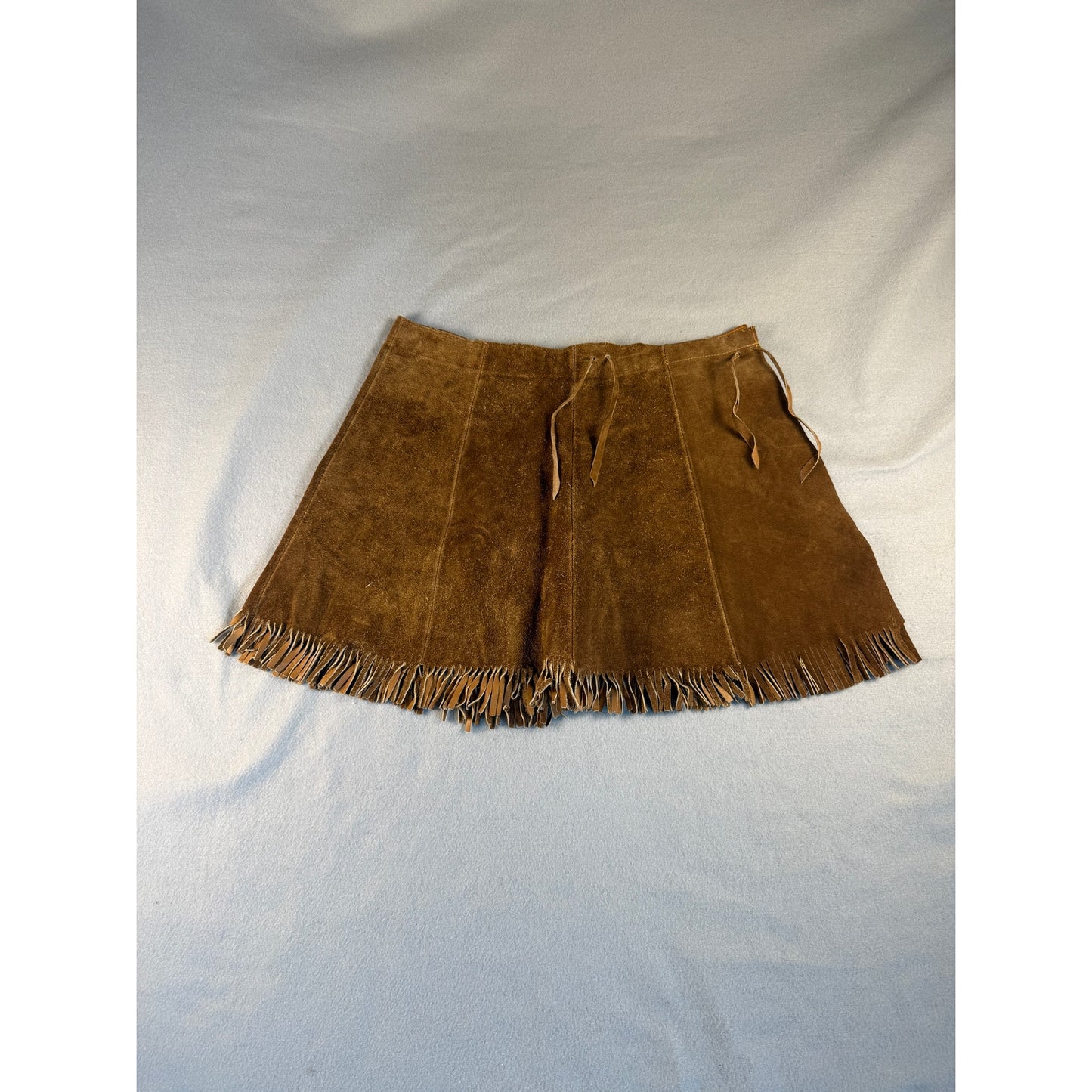 Vintage Suede Fringe Mini Skirt - 9