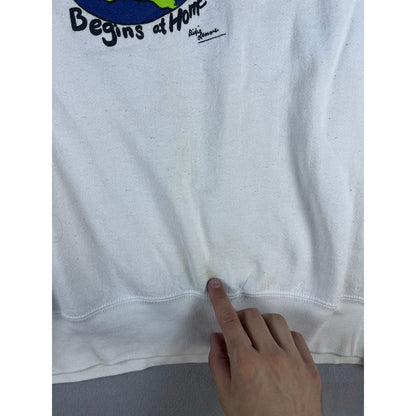 Vintage Peace on Earth Begins at Home Sweatshirt - 2XL