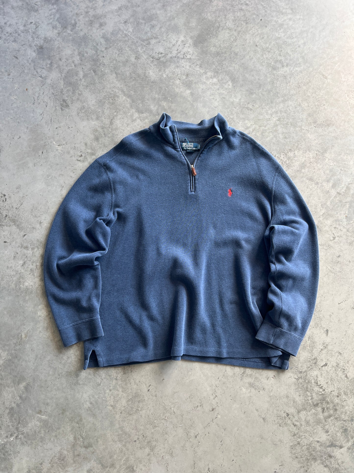 Vintage Dark Blue Polo Quarter Zip - XL