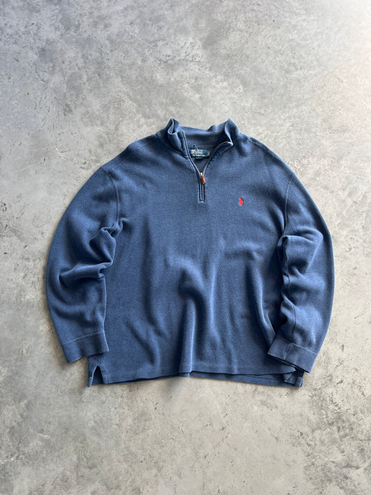 Vintage Dark Blue Polo Quarter Zip - XL