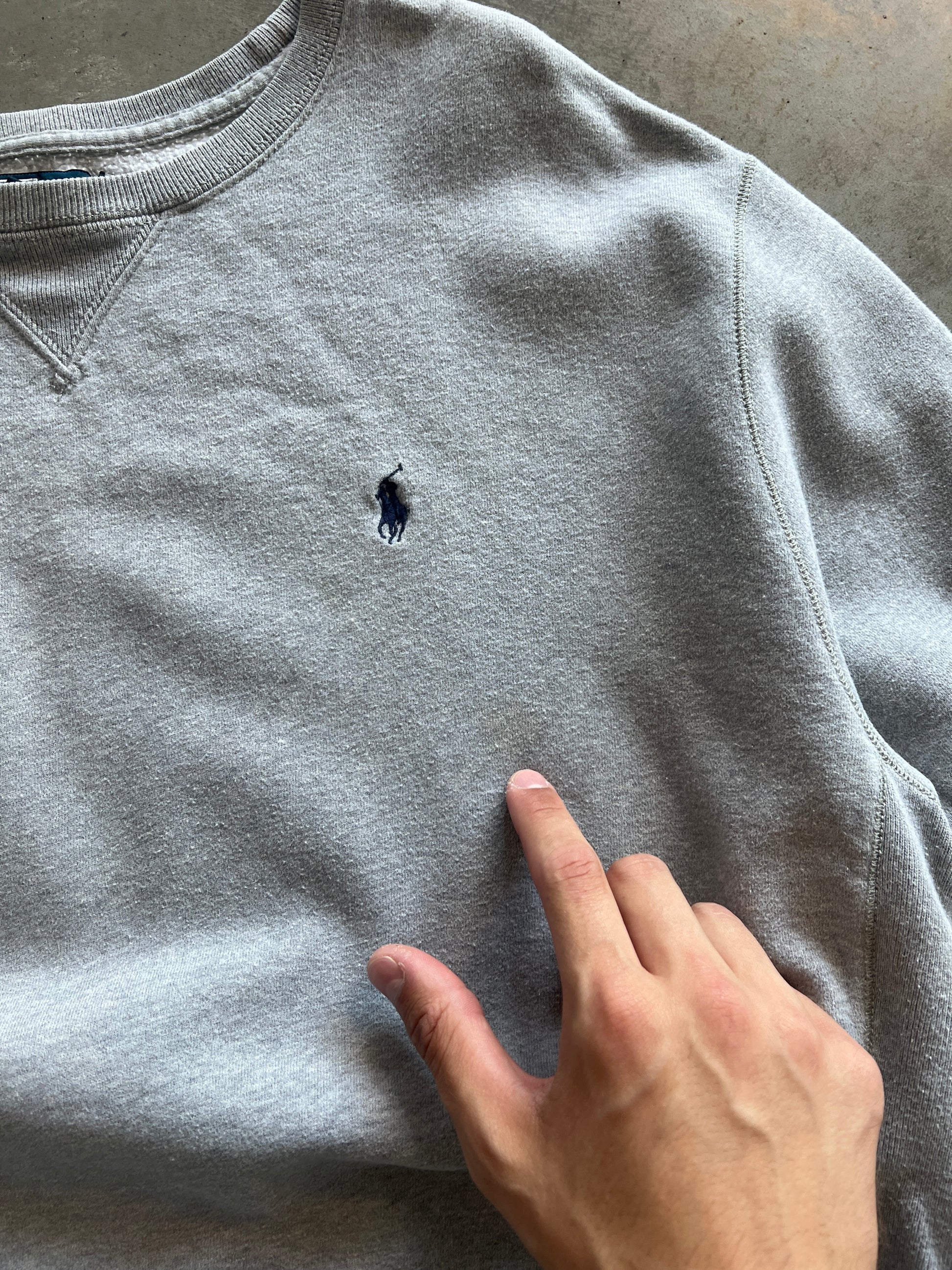 Vintage Heather Grey Polo Crew - L