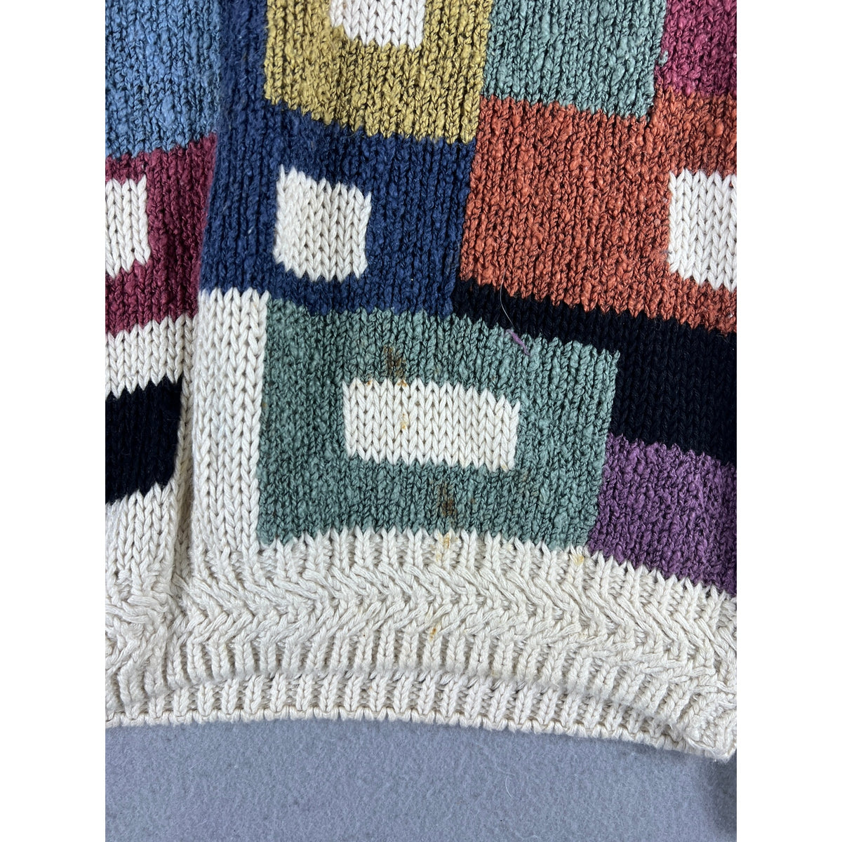 Vintage 90s Concrete Mix Geometric Sweater - M