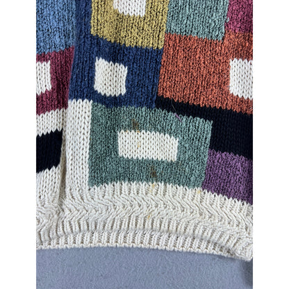 Vintage 90s Concrete Mix Geometric Sweater - M