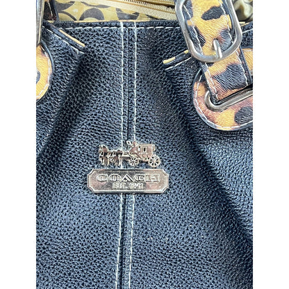Vintage Black Lepord-Print Coach New York Tote Bag