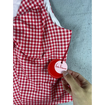 Eva Franco Gingham Crop Tank Top - L