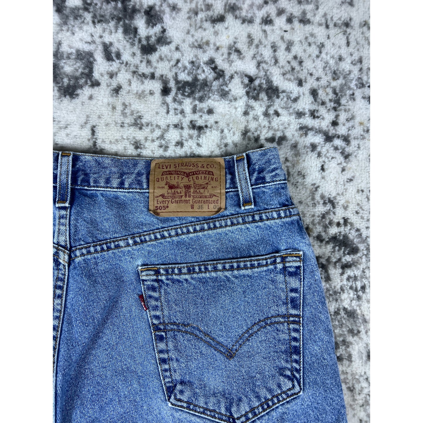 VTG Levi 505 Light Wash Denim Jean Shorts Sz 36 Made in USA 90s