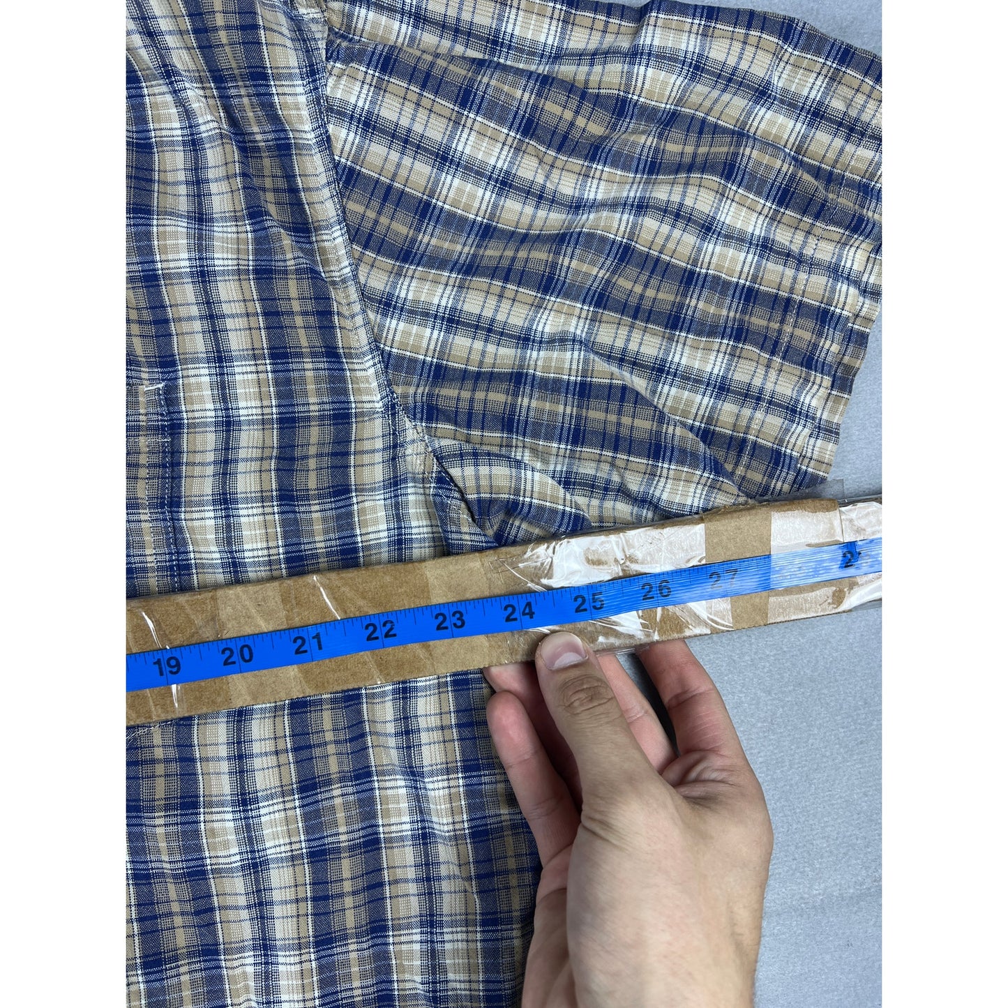 Dickies Plaid Tan Button Down Shirt - XL