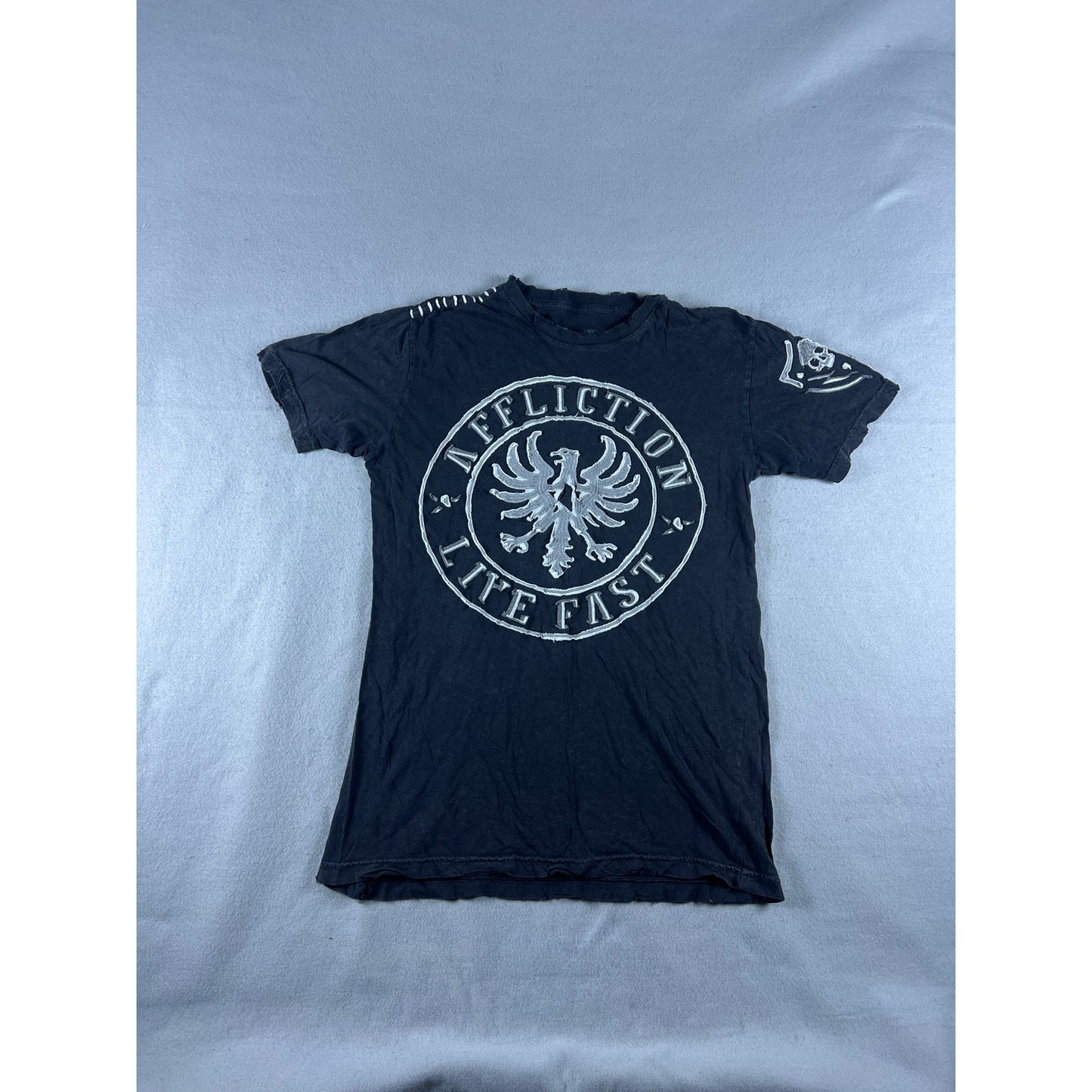 Vintage Y2K Affliction Live Fast Eagle Skull T-Shirt - M