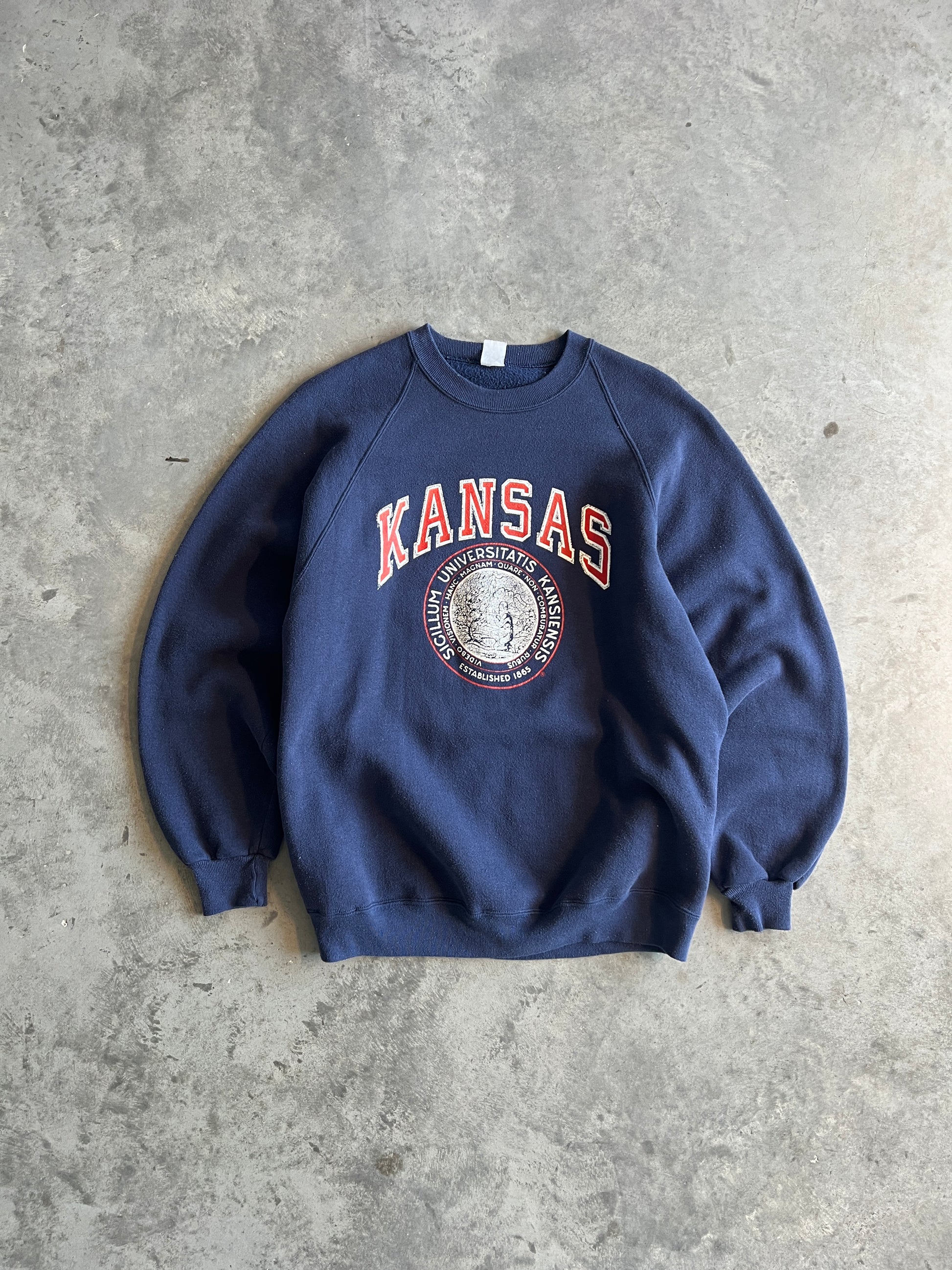 Vintage Navy Kansas University Crew - L