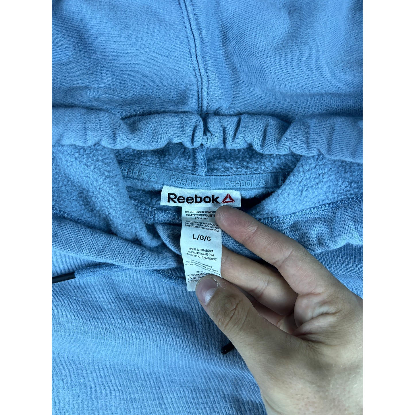 Reebok Center Logo Blue Hoodie - L