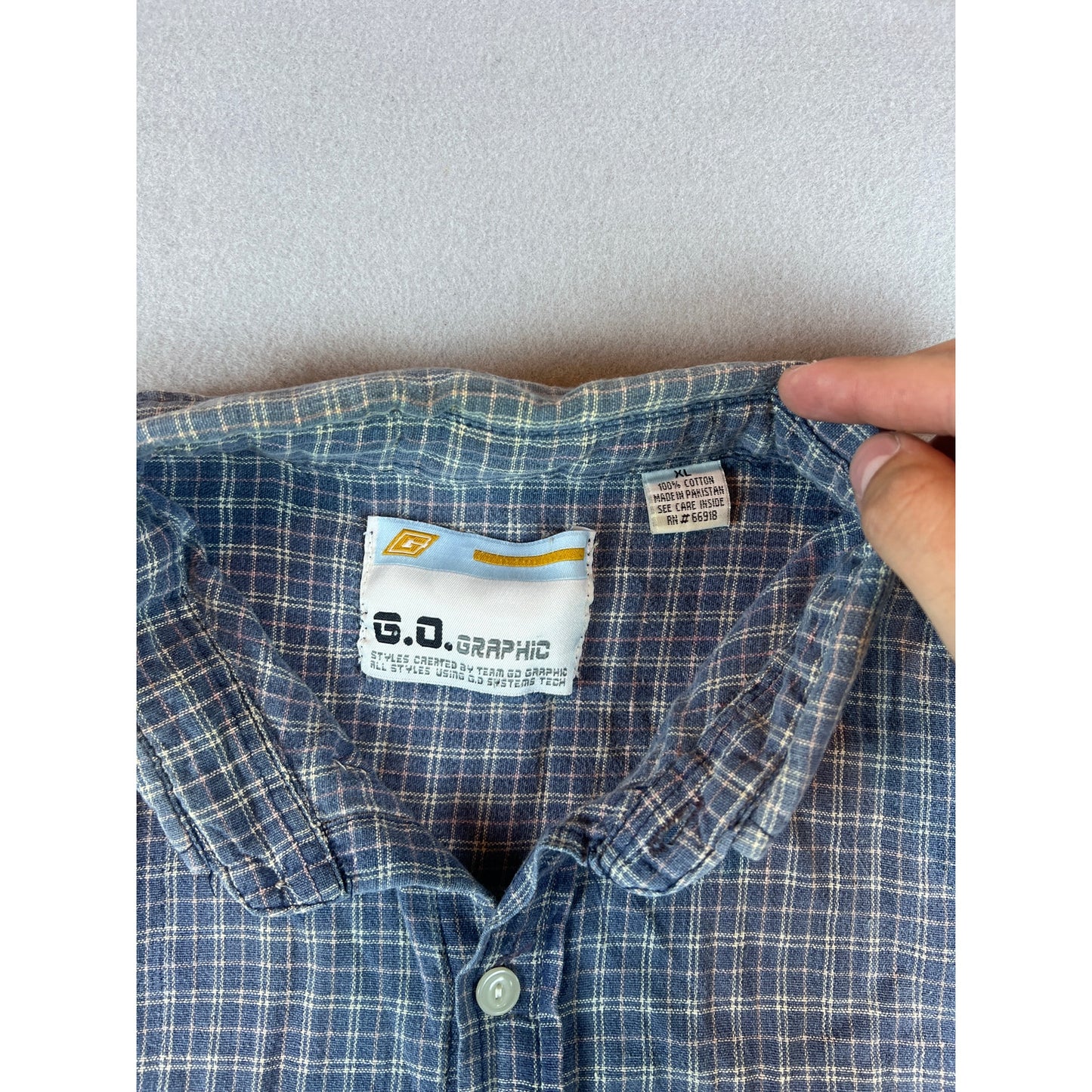 Vintage Blue Plaid Button Down Shirt - XL