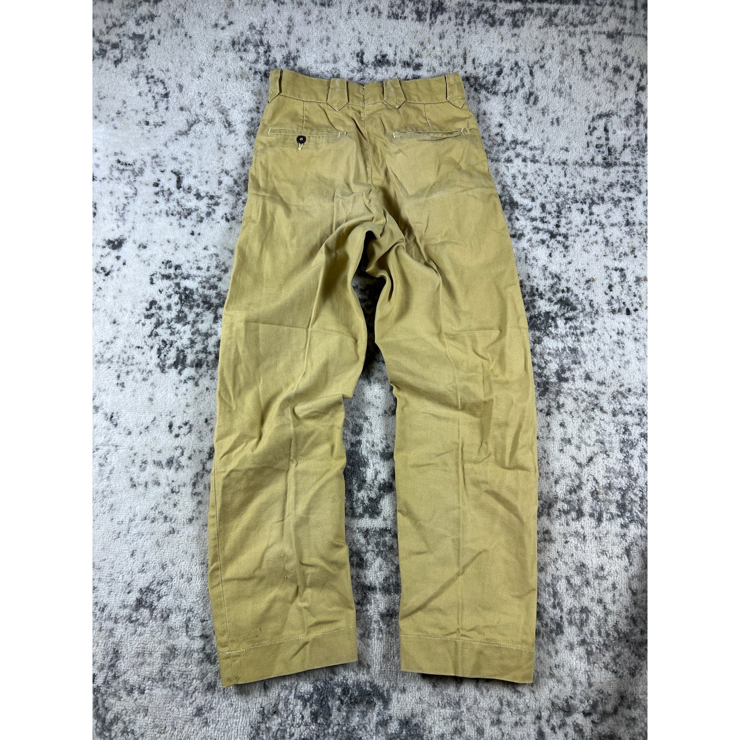 Vintage H.I.S Trews Chino Pants Mens 24x26 Tan Gold Canvas 60s Workwear Slacks