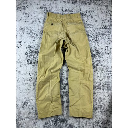 Vintage H.I.S Trews Chino Pants Mens 24x26 Tan Gold Canvas 60s Workwear Slacks