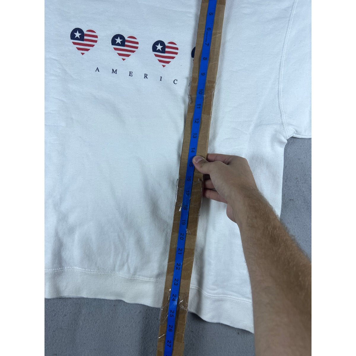 Vintage America Flag Heart Star Stripes Sweatshirt - M