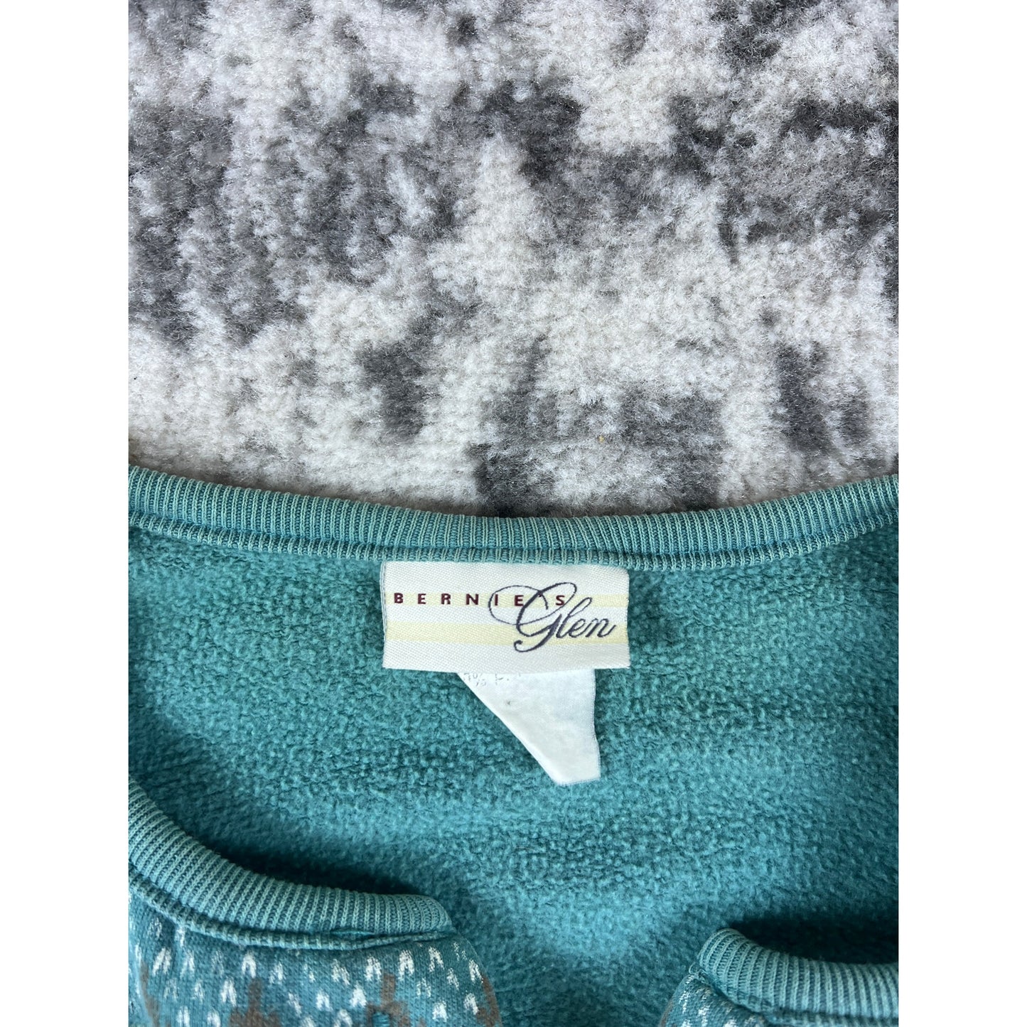 Vintage Teal Blue Tree Button Up Crewneck - M