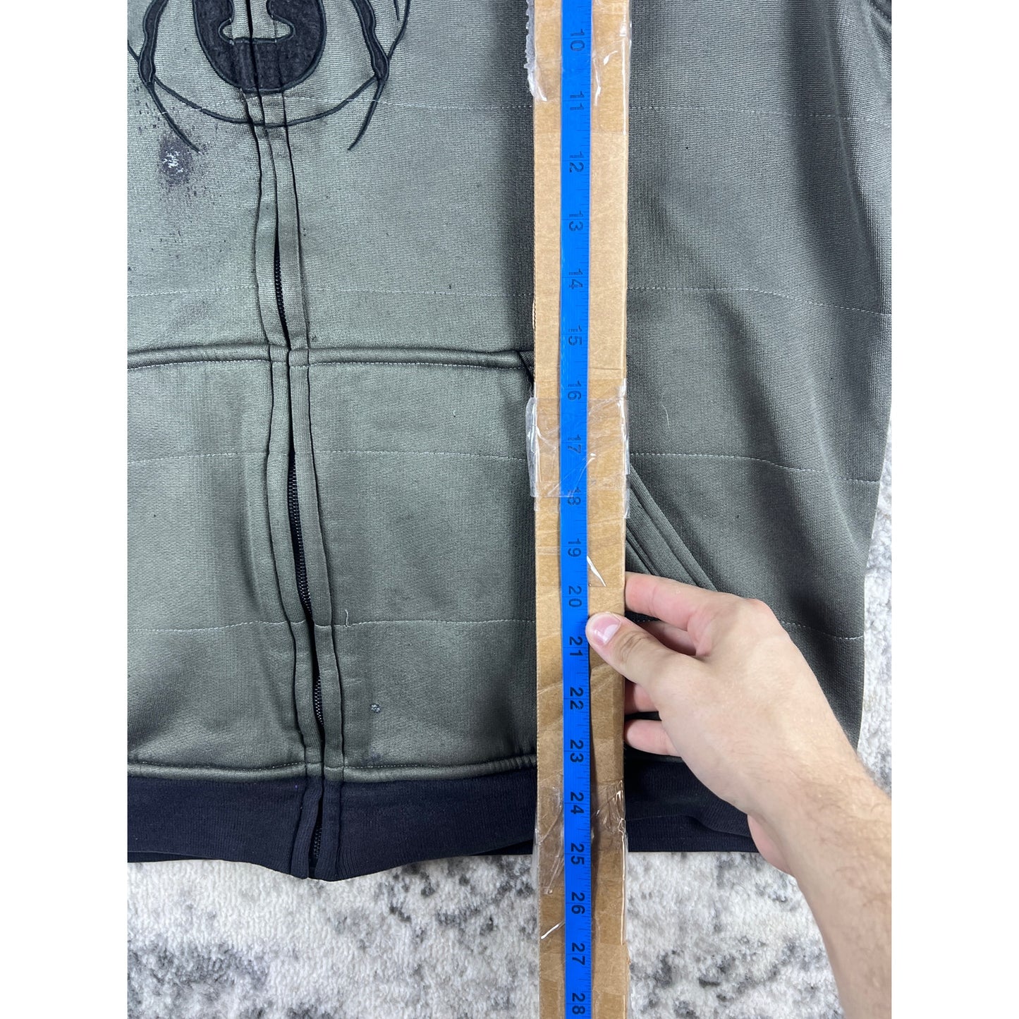 Y2k Spider Full Zip Grey Hoodie - L