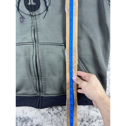 Y2k Spider Full Zip Grey Hoodie - L