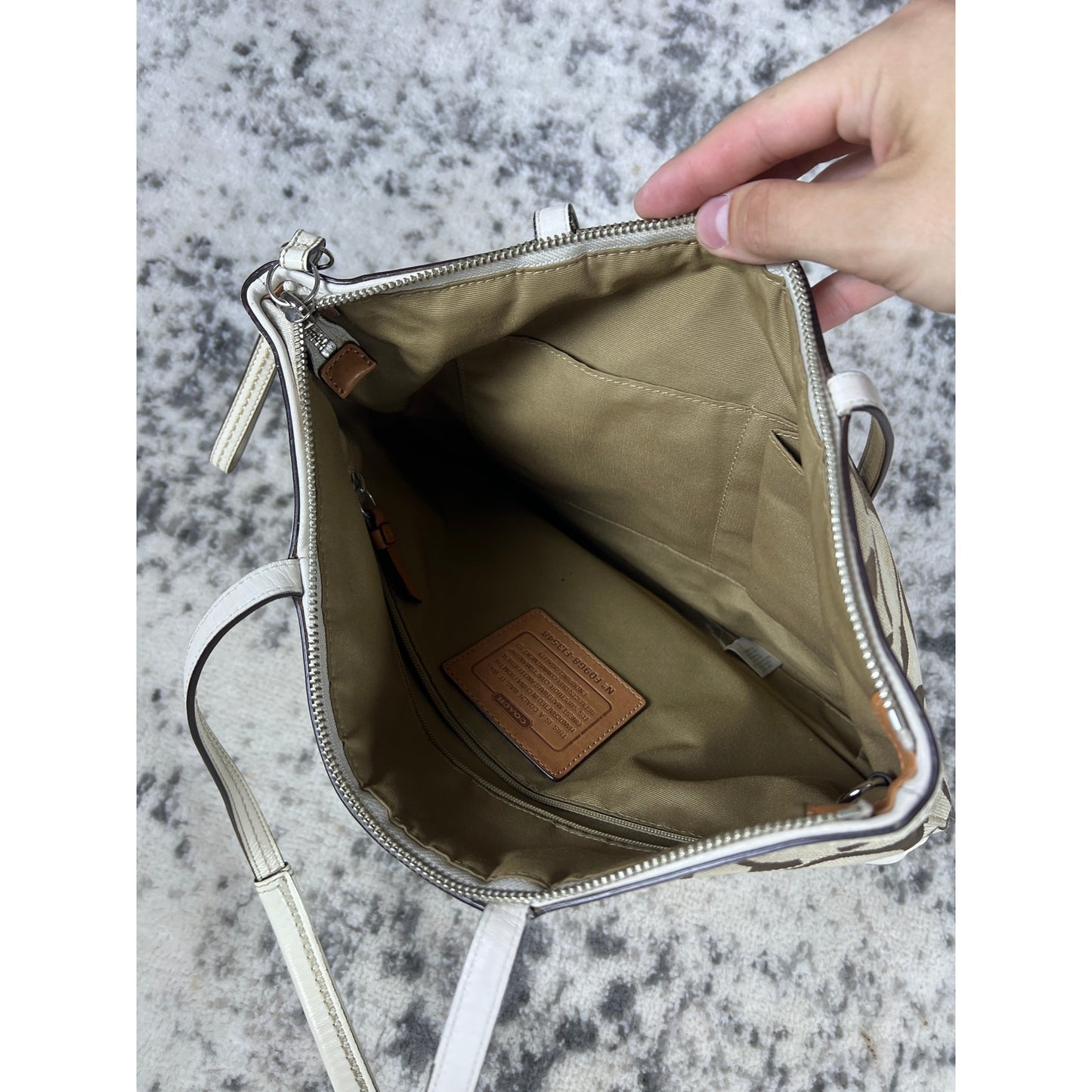 Vintage Coach Signature Framed Tote Hand Bag Purse Khaki 90s