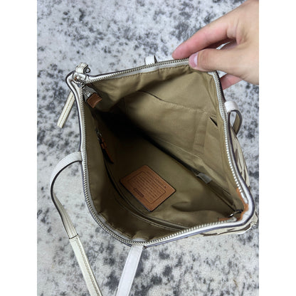 Vintage Coach Signature Framed Tote Hand Bag Purse Khaki 90s