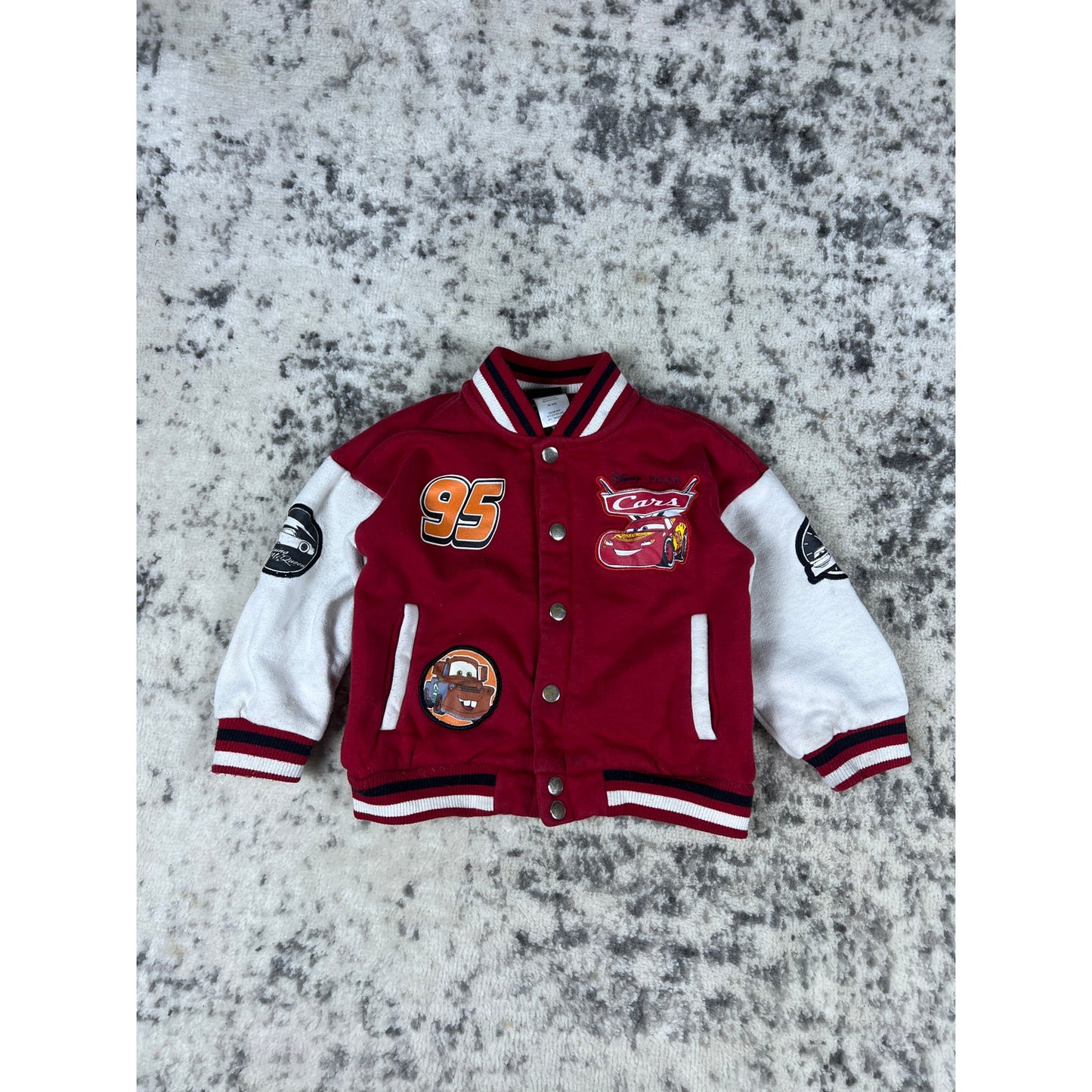 Vintage Disney Pixar Cars Pit Crew Jacket Kids 3T Varsity Y2K