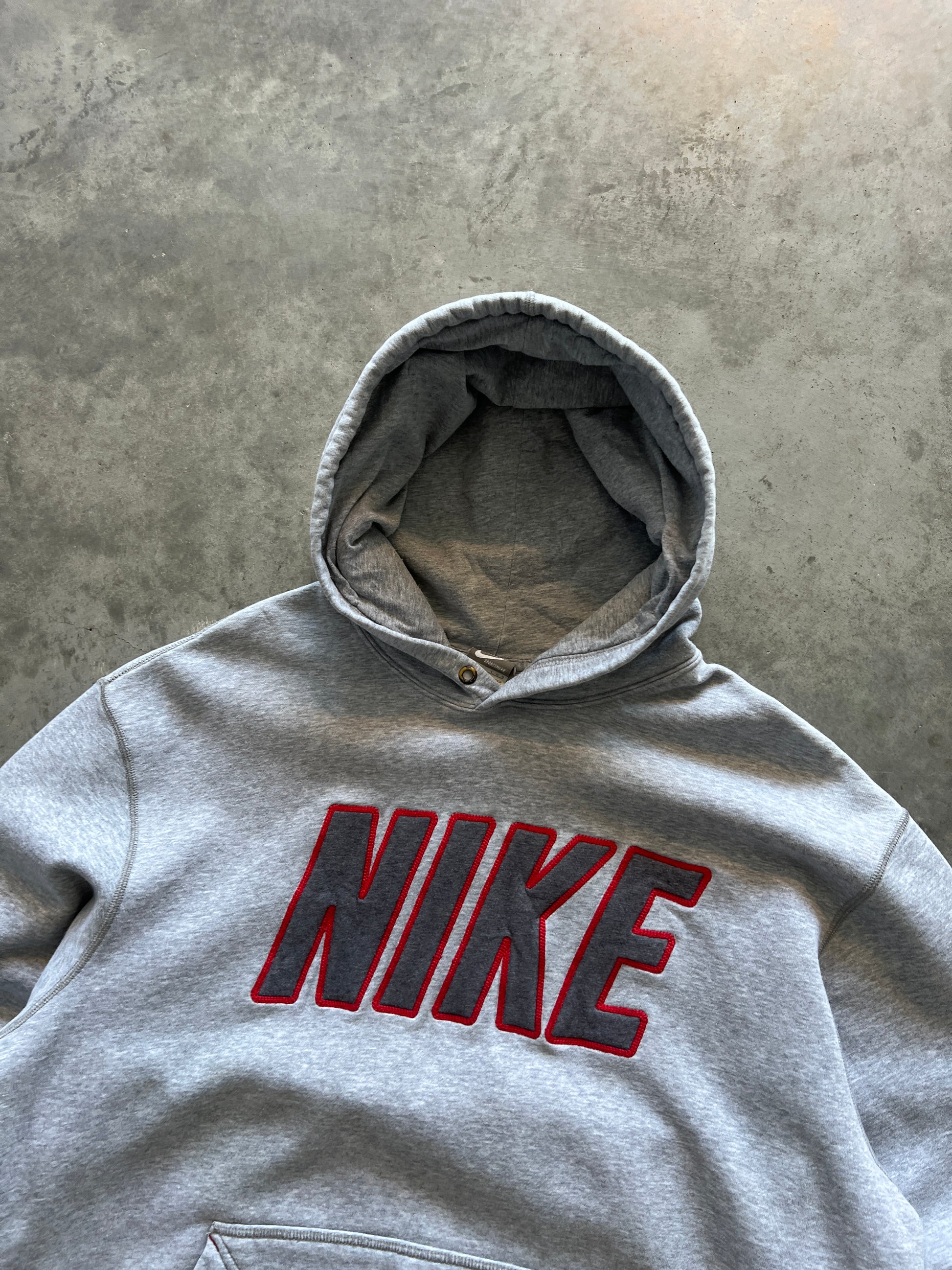 Vintage Grey Nike Spellout Hoodie - L