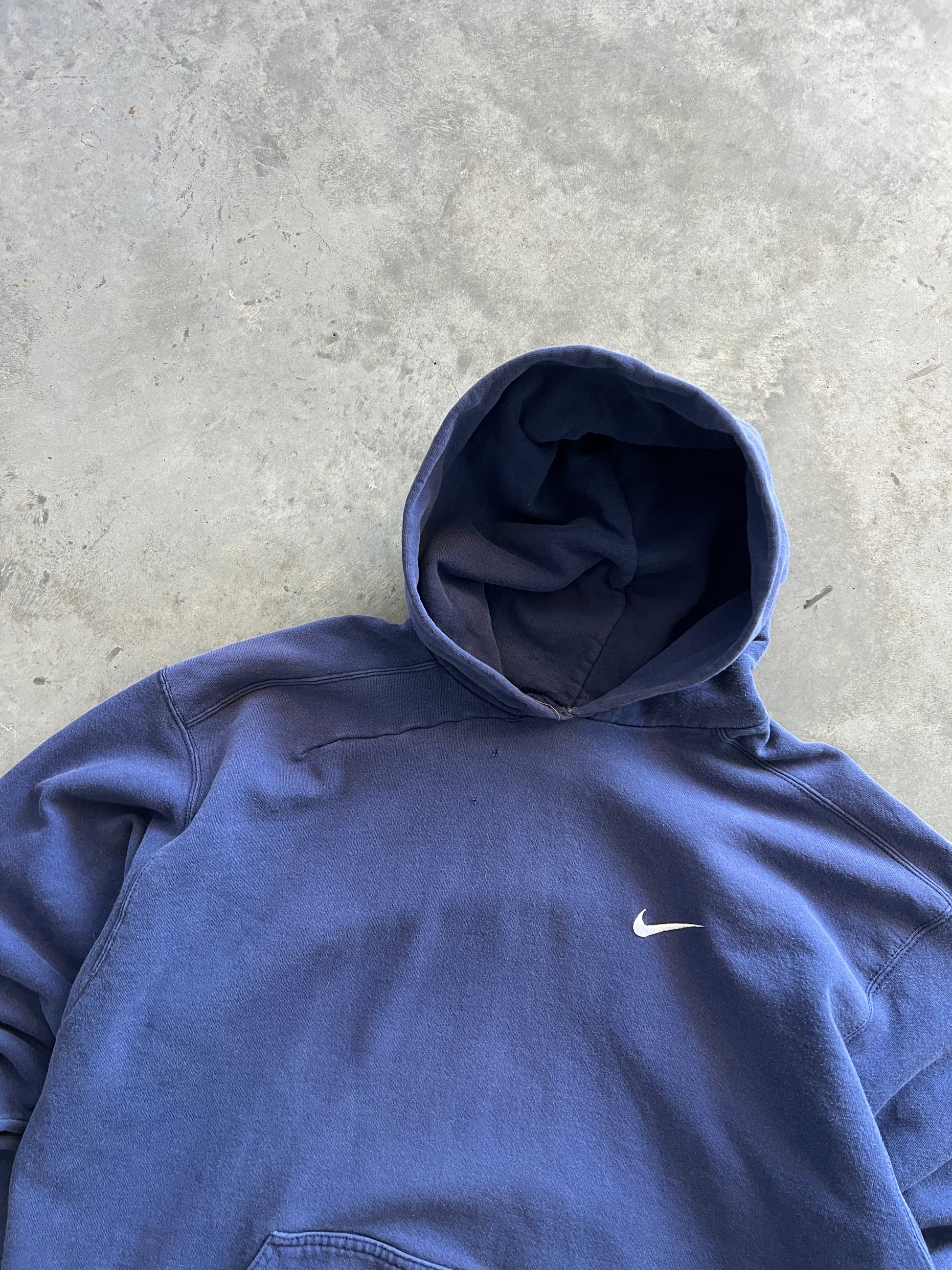 Vintage Navy Blue Nike Side Swoosh Hoodie - L