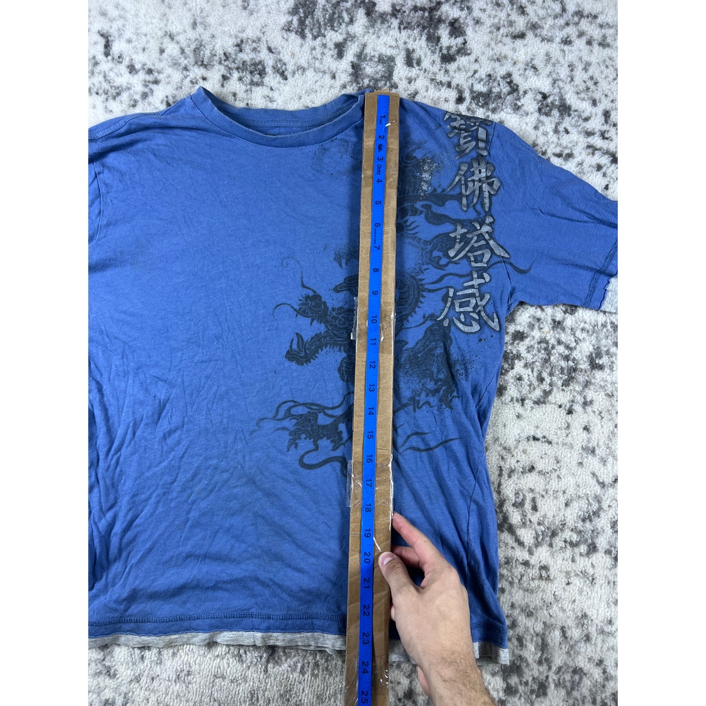 Y2k JNCO Style Longsleeve Blue Dragon Shirt - YL