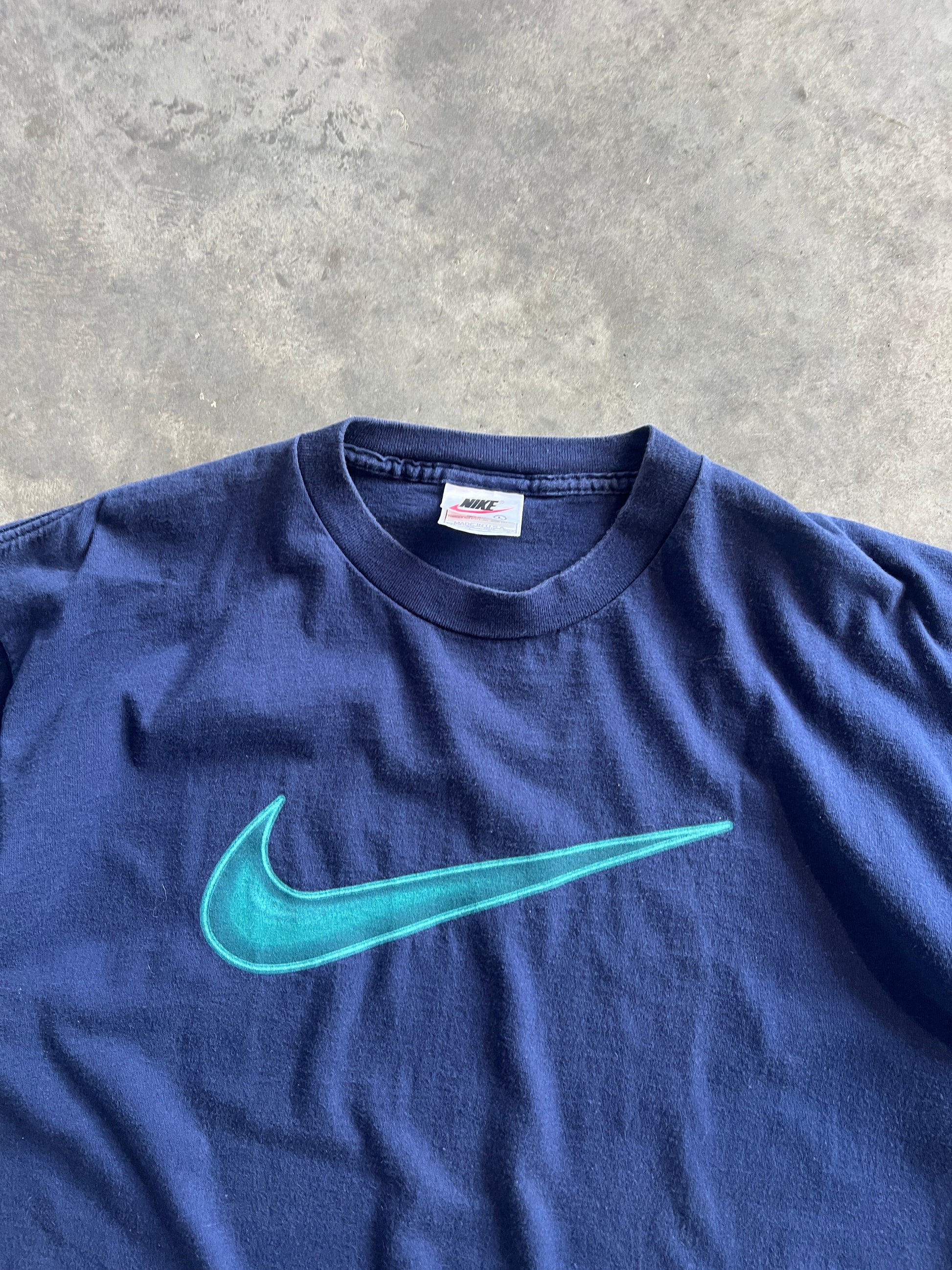 Vintage Sky Blue Swoosh Nike Shirt - L