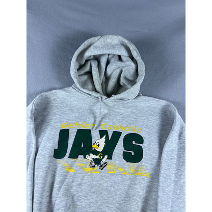 Vintage Gehlen Catholic Jays Hoodie Mens XL Gray Fleece Lined Sweatshirt Sports