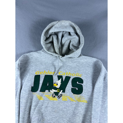 Vintage Gehlen Catholic Jays Hoodie Mens XL Gray Fleece Lined Sweatshirt Sports