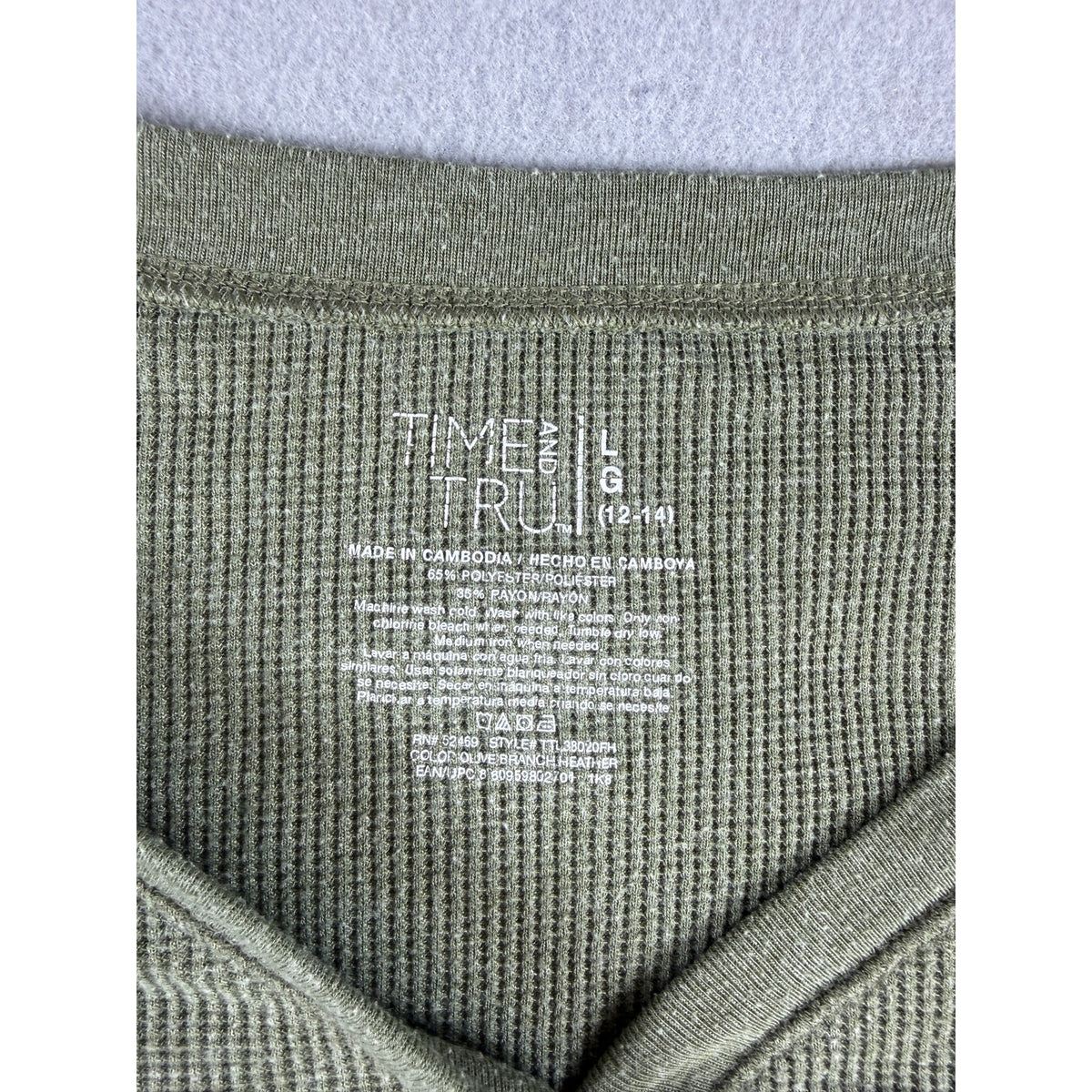 Time and Tru Thermal Waffle Knit Top Womens - L