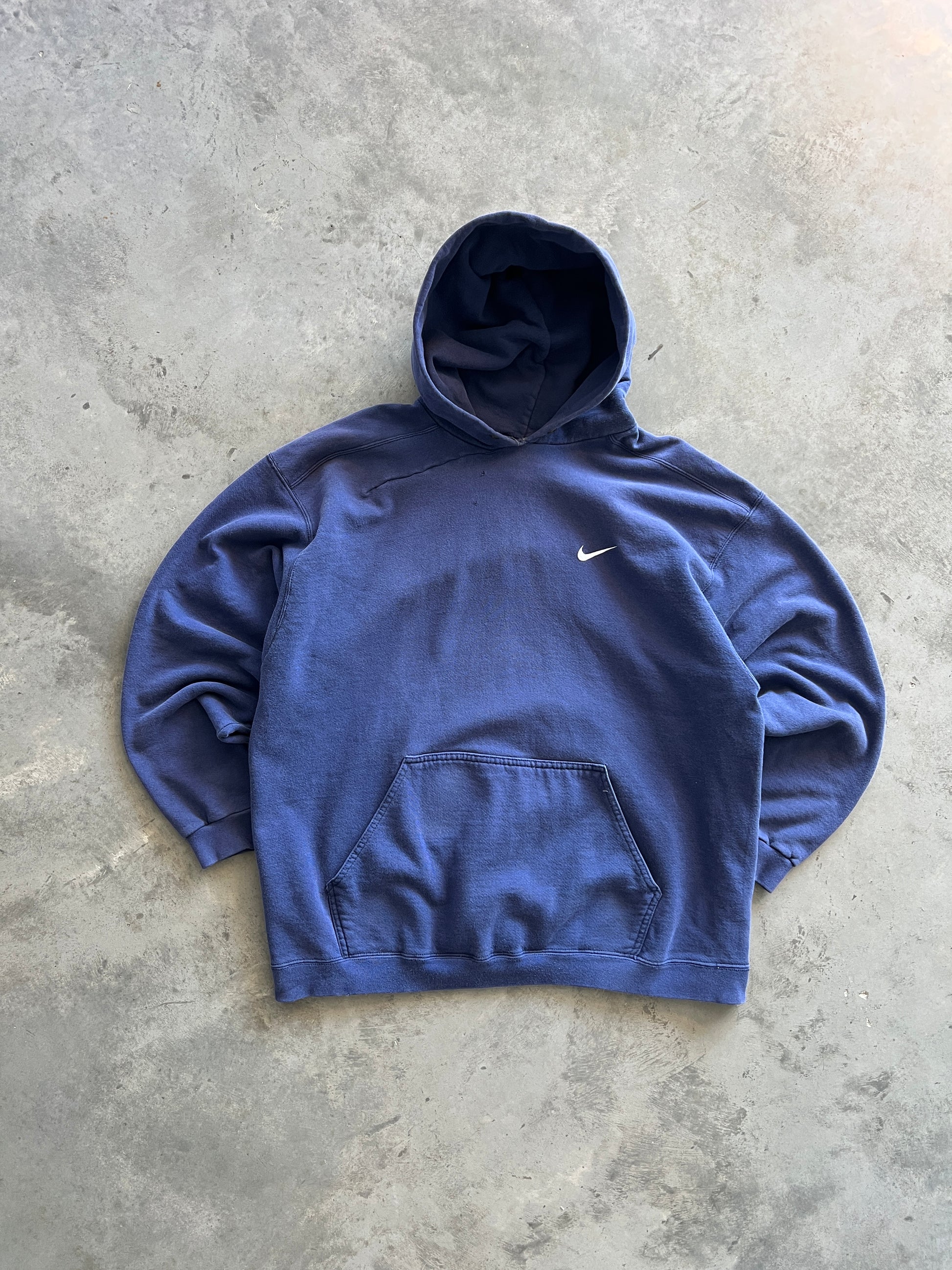 Vintage Navy Blue Nike Side Swoosh Hoodie - L