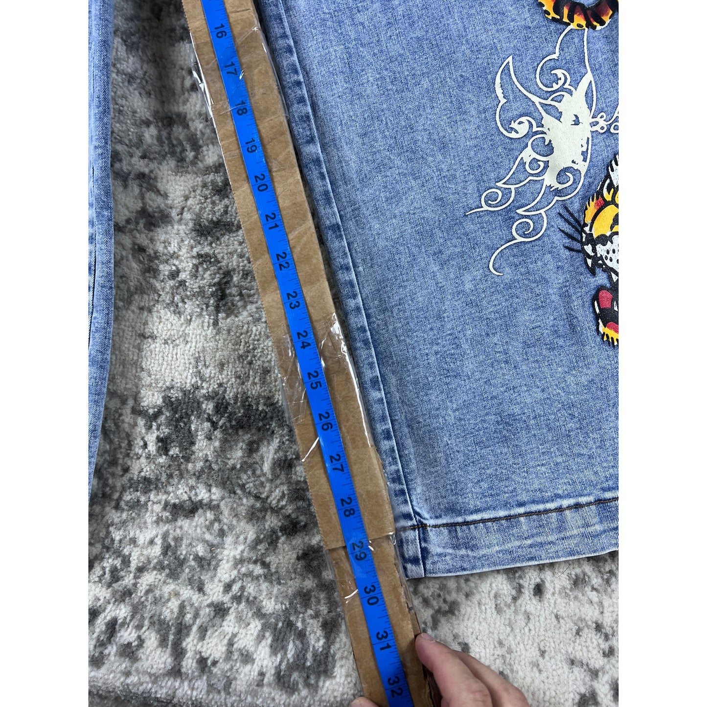 Ed Hardy Crawling Tiger Wide Leg Jeans - 30