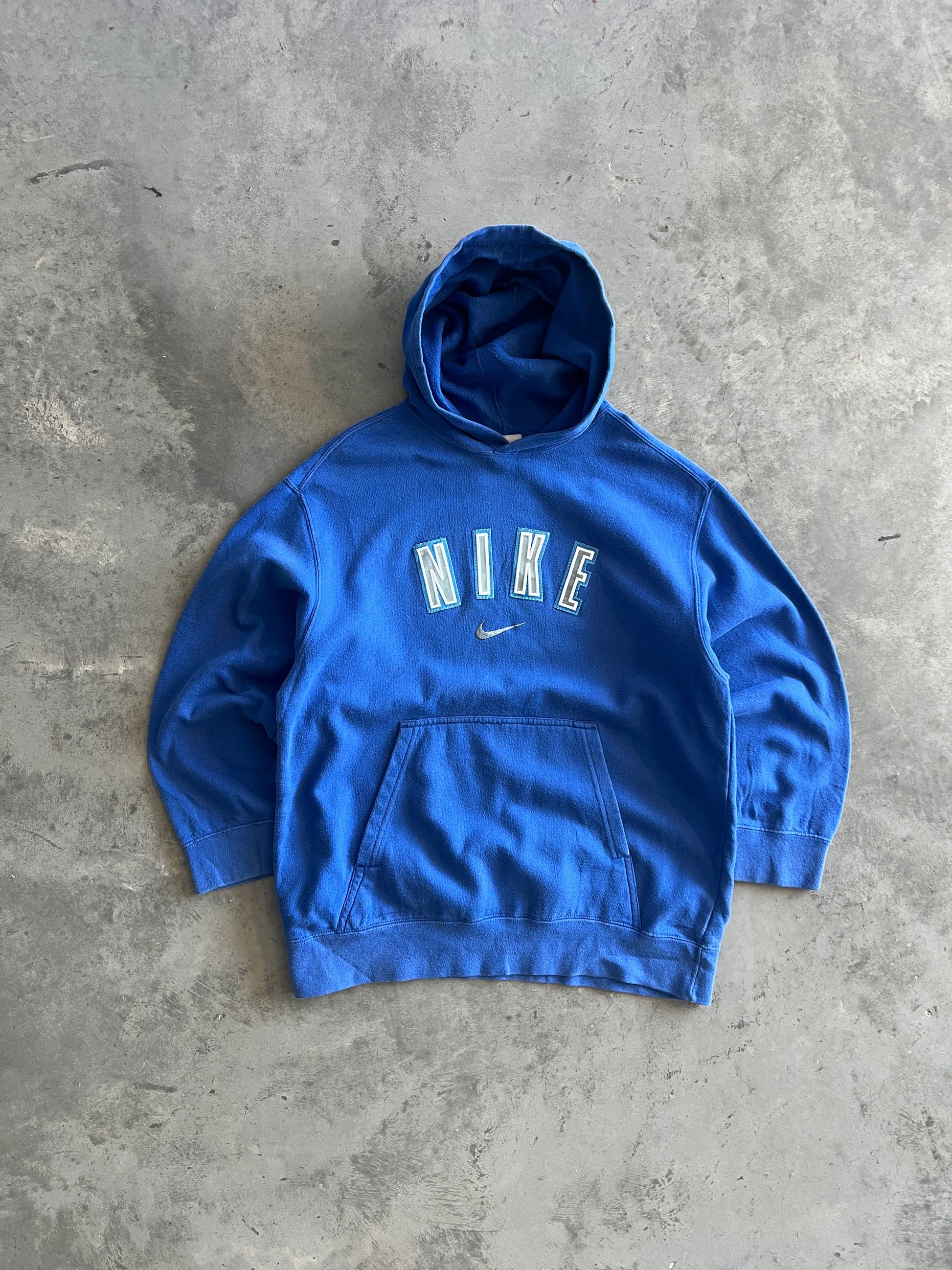 Vintage Blue Nike Spellout Hoodie - XS