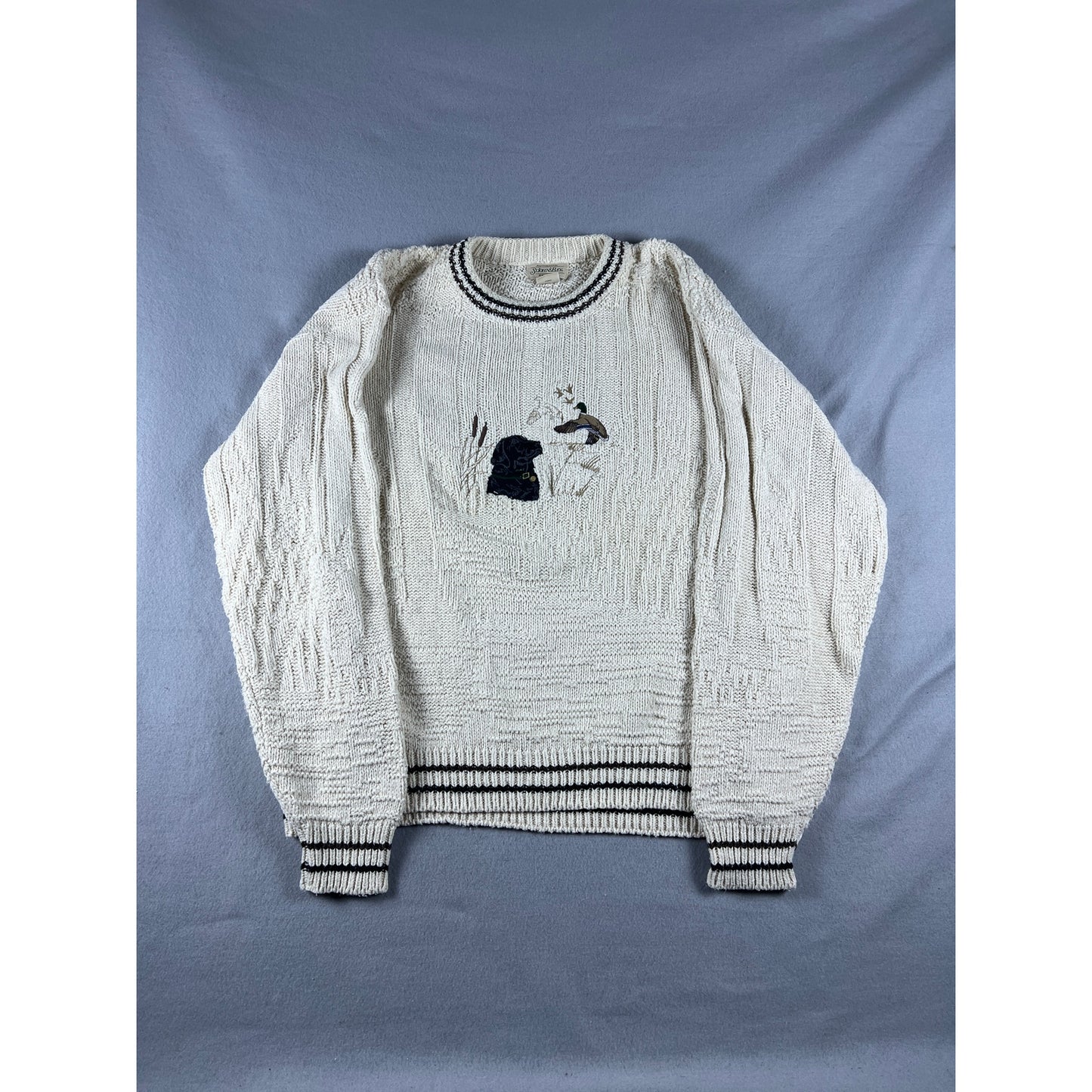 Vintage St Johns Bay Duck Hunting Dog Sweater - XL