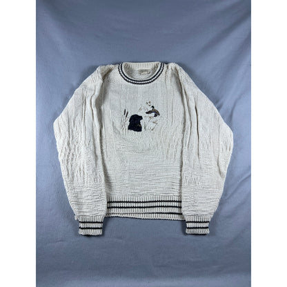 Vintage St Johns Bay Duck Hunting Dog Sweater - XL