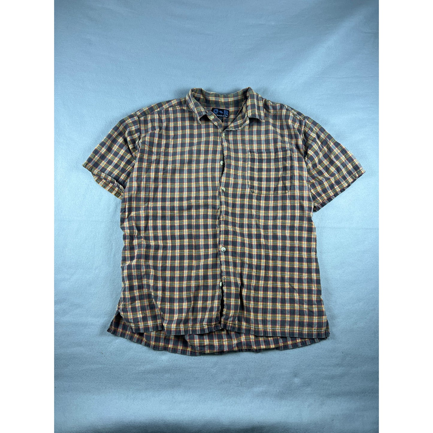 Outback Rider Plaid Orange Button Down Shirt - L